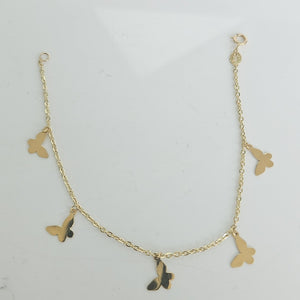 PULSERA ESPECIAL CON MARIPOSAS 14K 18 CM 2.1 GR (NUEVO)