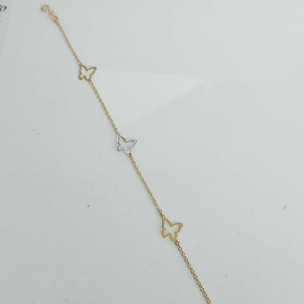 PULSERA ESPECIAL C MARIPOSAS 14K 18 CM 1.7 GR (NUEVO)