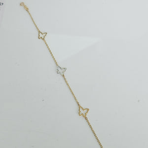 PULSERA ESPECIAL C MARIPOSAS 14K 18 CM 1.7 GR (NUEVO)