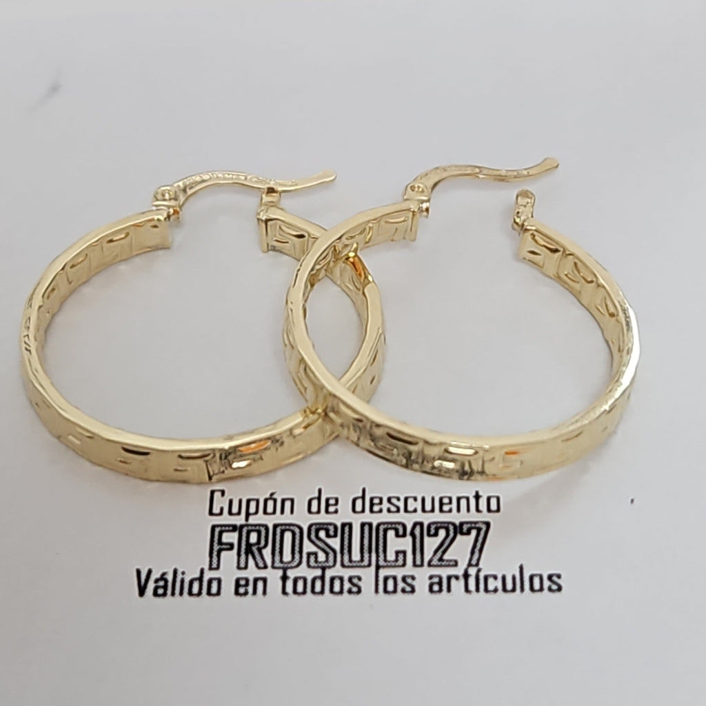 ARETES TEJIDO ARRACADA CON GRECAS 14K 2.7 GR (NUEVO)