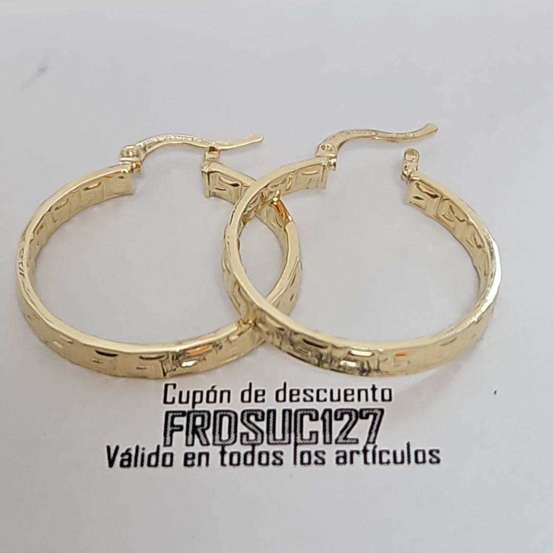 ARETES TEJIDO ARRACADA CON GRECAS 14K 2.7 GR (NUEVO)