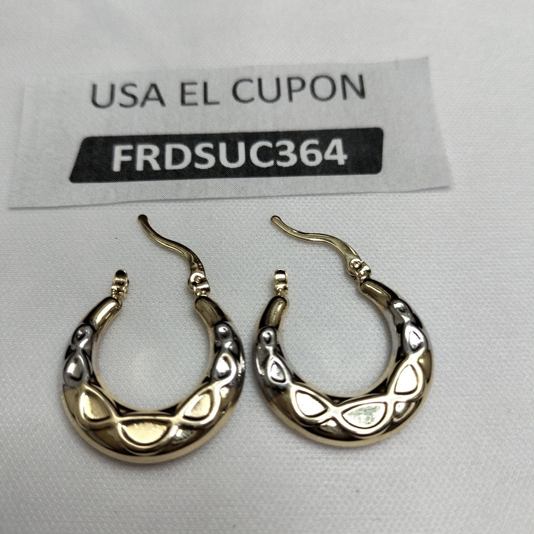 ARETES ARRACADAS COMBINADAS CON INFINITO 14K 2.2 GR (NUEVO)