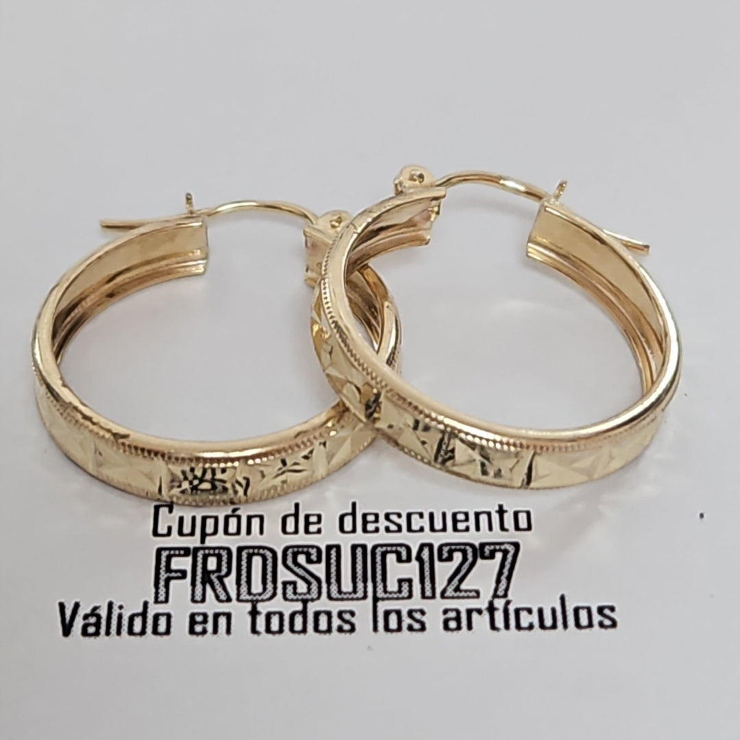 ARETES ARRACADAS LABRADAS 10K 2.4 GR (NUEVO)