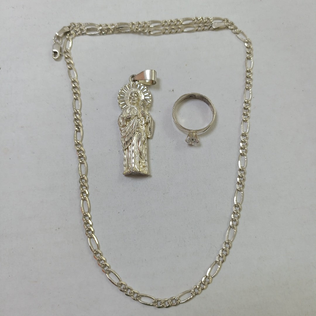 ANILLITO, CADENA, DIJE PLATA 23.5 GRMS (SEMINUEVO)