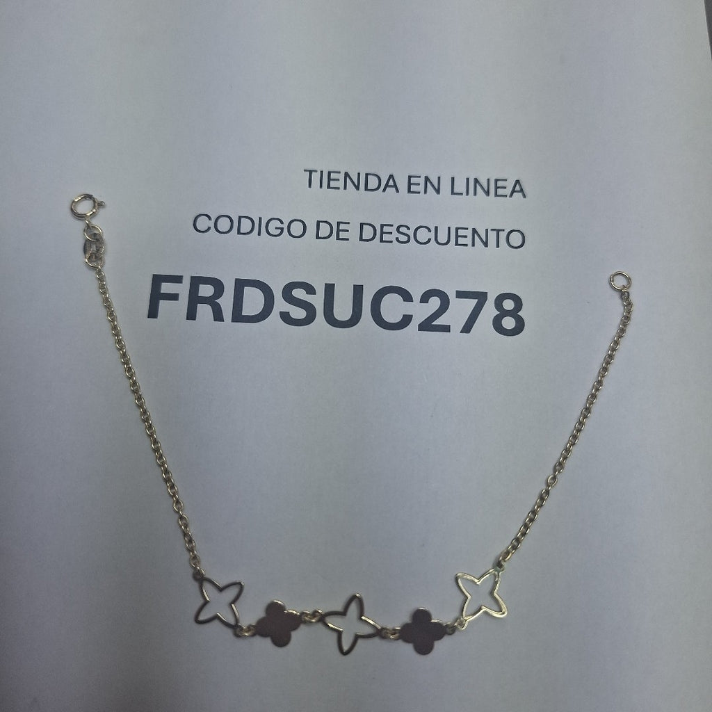 PULSERA TEJIDO ESP CON TREBOL 14K 18 CM 1.5 GR (NUEVO)
