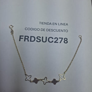 PULSERA TEJIDO ESP CON TREBOL 14K 18 CM 1.5 GR (NUEVO)