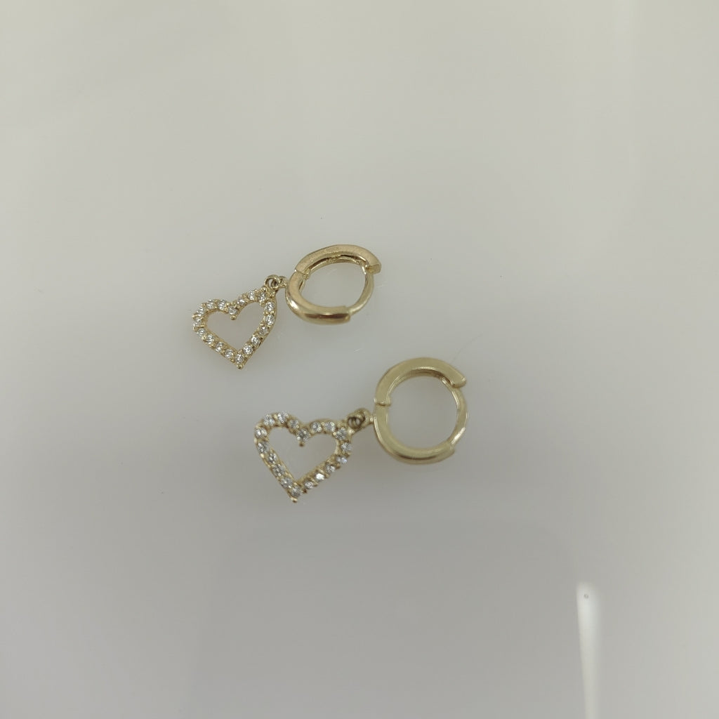 ARETES FIG CORAZON C CIRCONIAS 10K 1.9 GR (NUEVO)