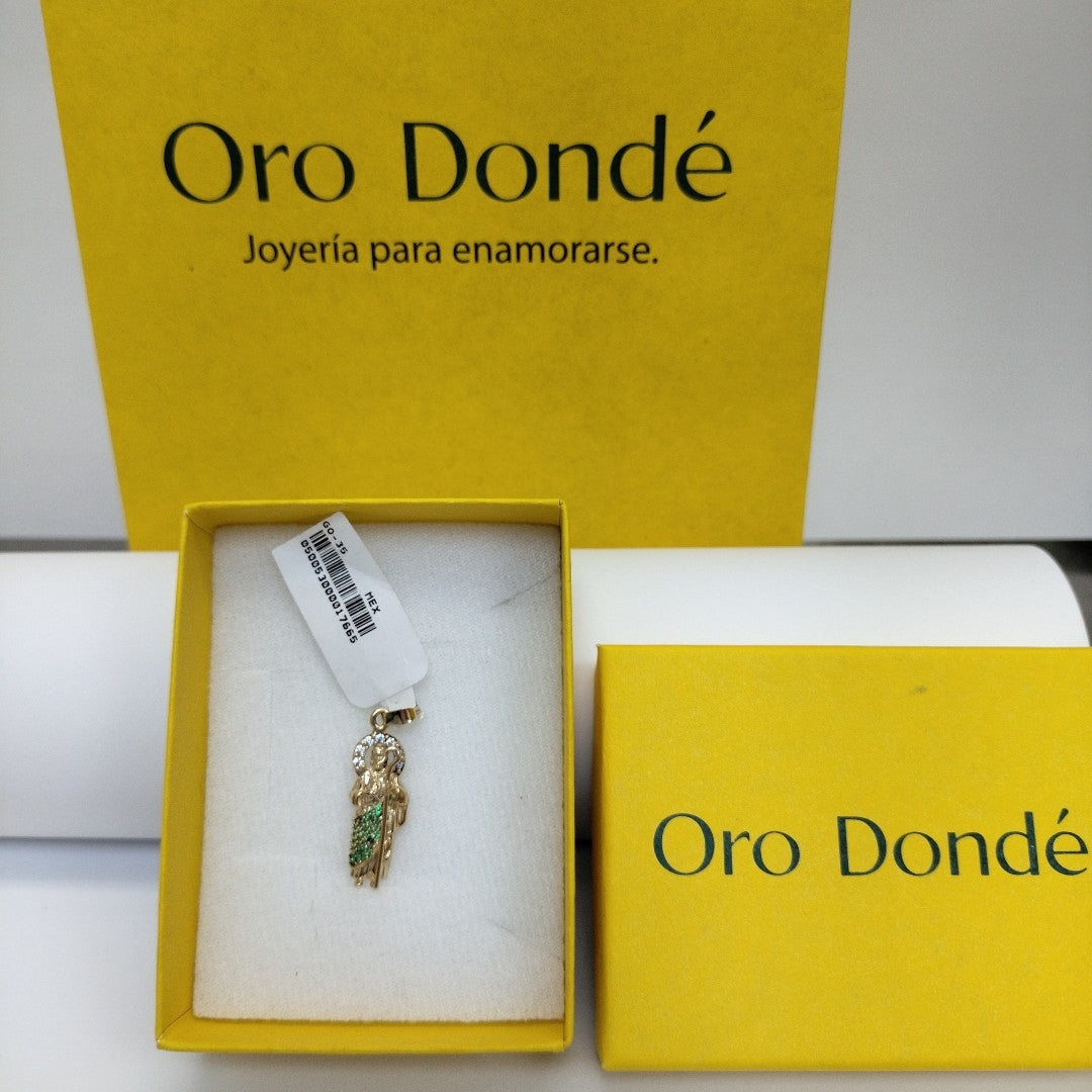 DIJE SAN JUDAS CON PIEDRAS DE COLOR 14K 1.7 GR (NUEVO)