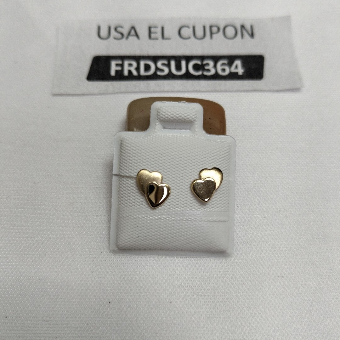 BROQUELES BROQUEL CORAZON DOBLE 14K 0.2171 GR (NUEVO)