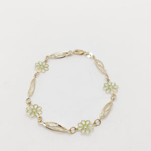 PULSERA ESPECIAL CON FLORES 14K 18 CM 2.6 GR (NUEVO)