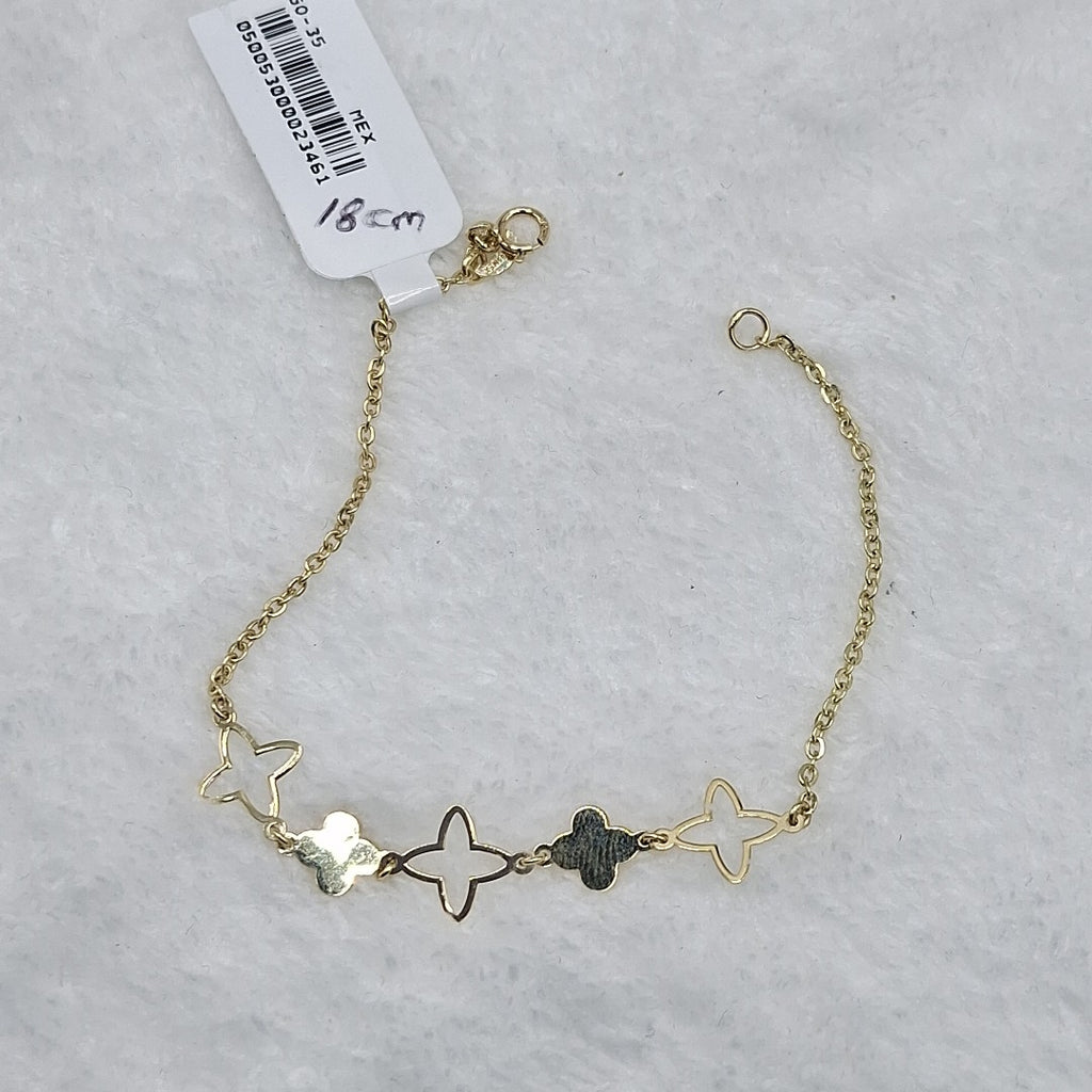 PULSERA TEJIDO ESP CON TREBOL 14K 18 CM 1.6 GR (NUEVO)