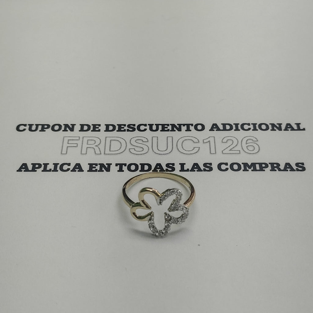 ANILLOS FIG FLOR CON CIRCONIAS 14K TALLA 7 1.5 GR (NUEVO)