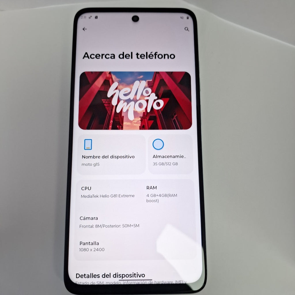 CELULAR MOTOROLA MOTO G15 XT2521-2 (2025) 512 GB 4 GB RAM (SEMINUEVO)