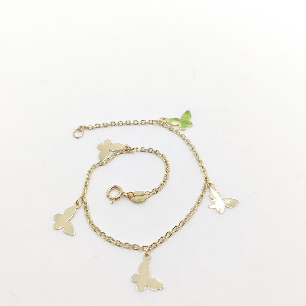 PULSERA ESPECIAL CON MARIPOSAS 14K 18 CM 2.1 GR (NUEVO)
