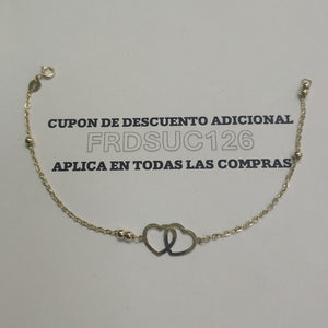 PULSERA TEJIDO ESPECIAL C CORAZONES 14K 18 CM 1.7 GR (NUEVO)