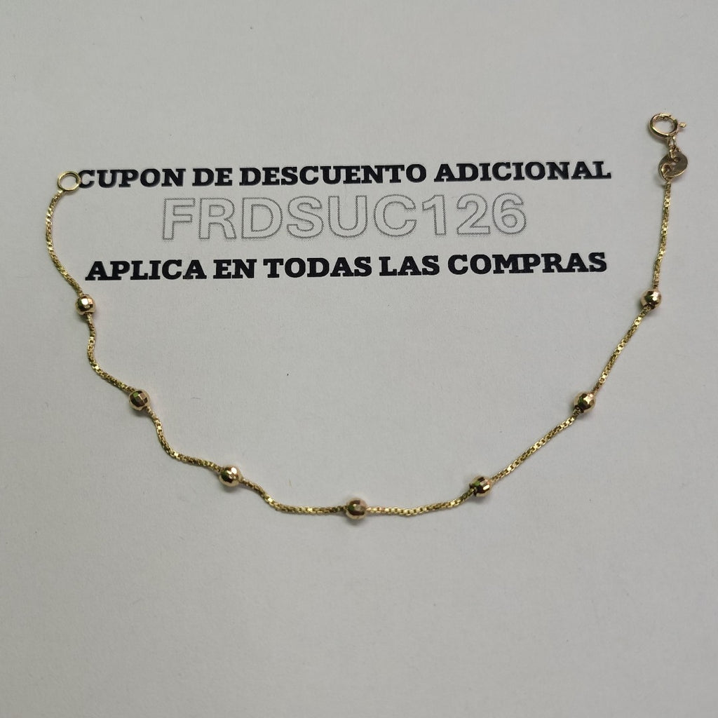 PULSERA ESPECIAL CON BOLITAS 14K 18 CM 1.4 GR (NUEVO)