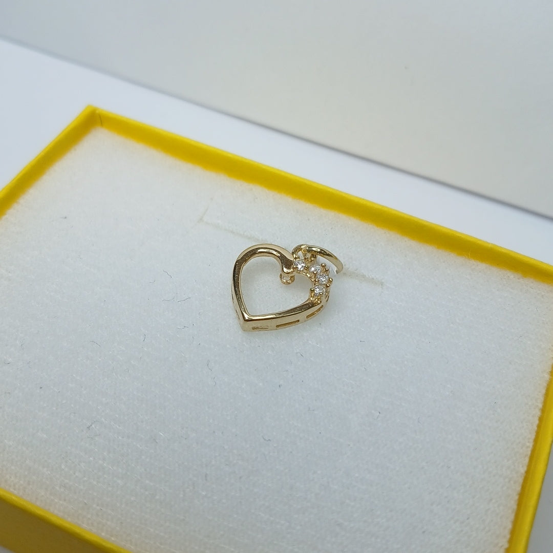 DIJE CORAZON CON CIRCONIAS 14K 1.4 GR (NUEVO)