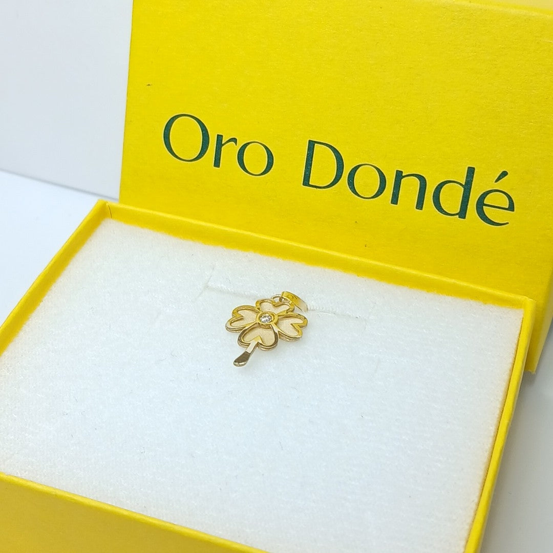 DIJE FIG TREBOL C CIRCONIA 14K 0.8 GR (NUEVO)