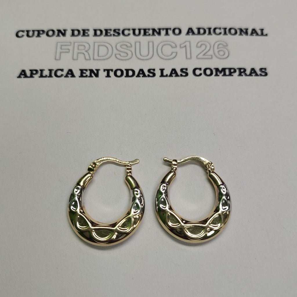 ARETES ARRACADAS COMBINADAS CON INFINITO 14K 2.3 GR (NUEVO)