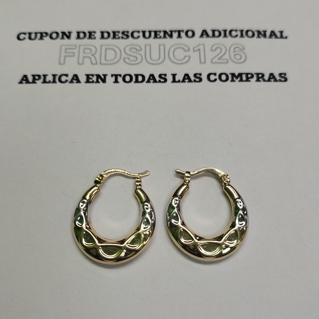ARETES ARRACADAS COMBINADAS CON INFINITO 14K 2.3 GR (NUEVO)