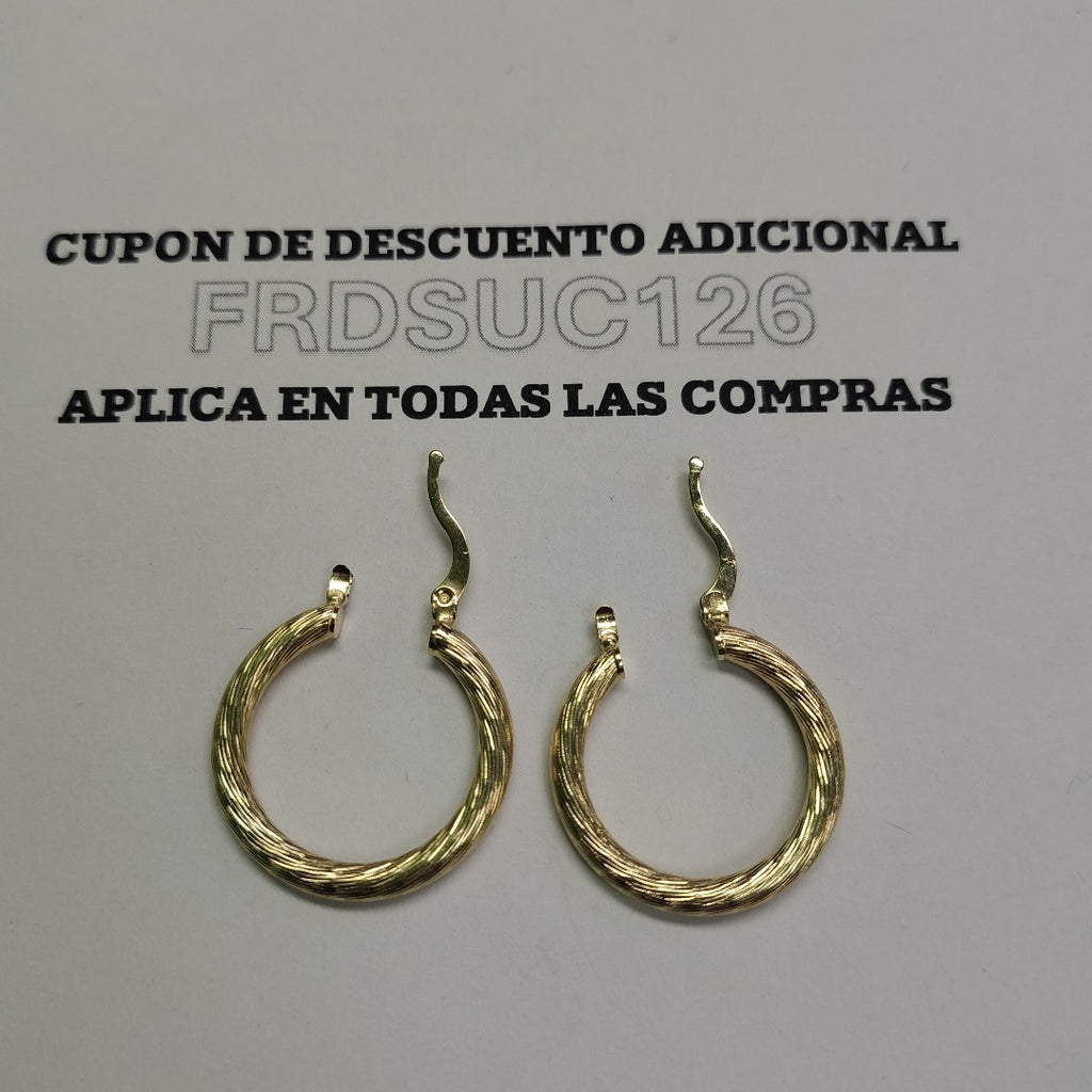 ARETES TEJIDO ARRACADAS ASTRIADAS 14K 3 GR (NUEVO)