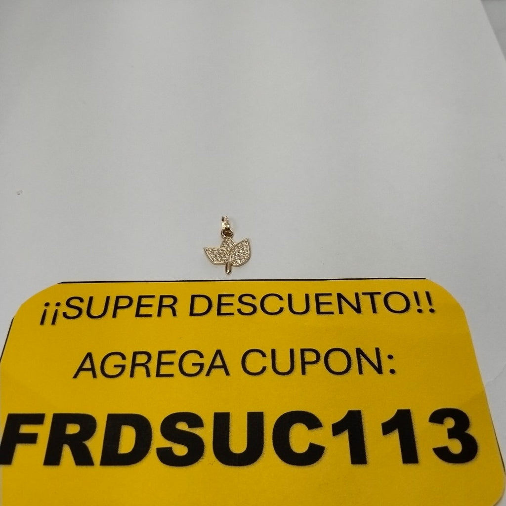 DIJE TEJIDO HOJAS CON CIRCONIAS 14K 1 GR (NUEVO)