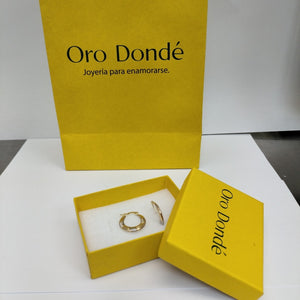 ARETES TEJIDO ARRACADAS COMBINADAS HUECAS 14K 1.9 GR (NUEVO)