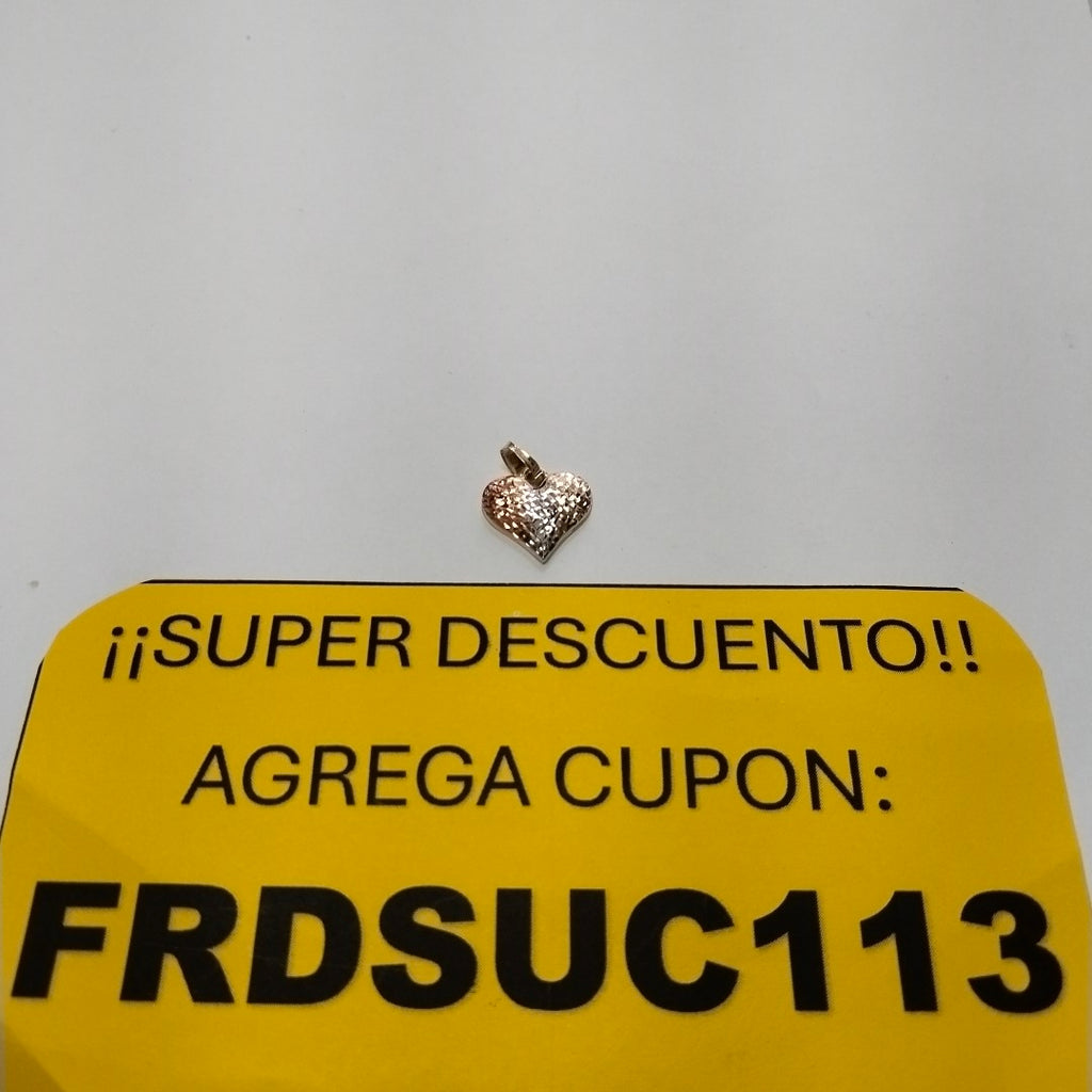 DIJE TEJIDO CORAZON LABRADO COMBINADO 14K 1.2 GR (NUEVO)