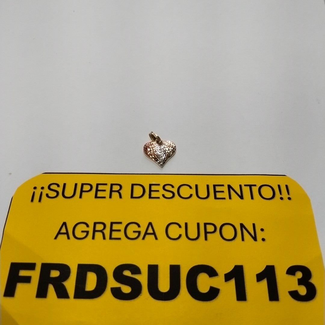 DIJE TEJIDO CORAZON LABRADO COMBINADO 14K 1.2 GR (NUEVO)