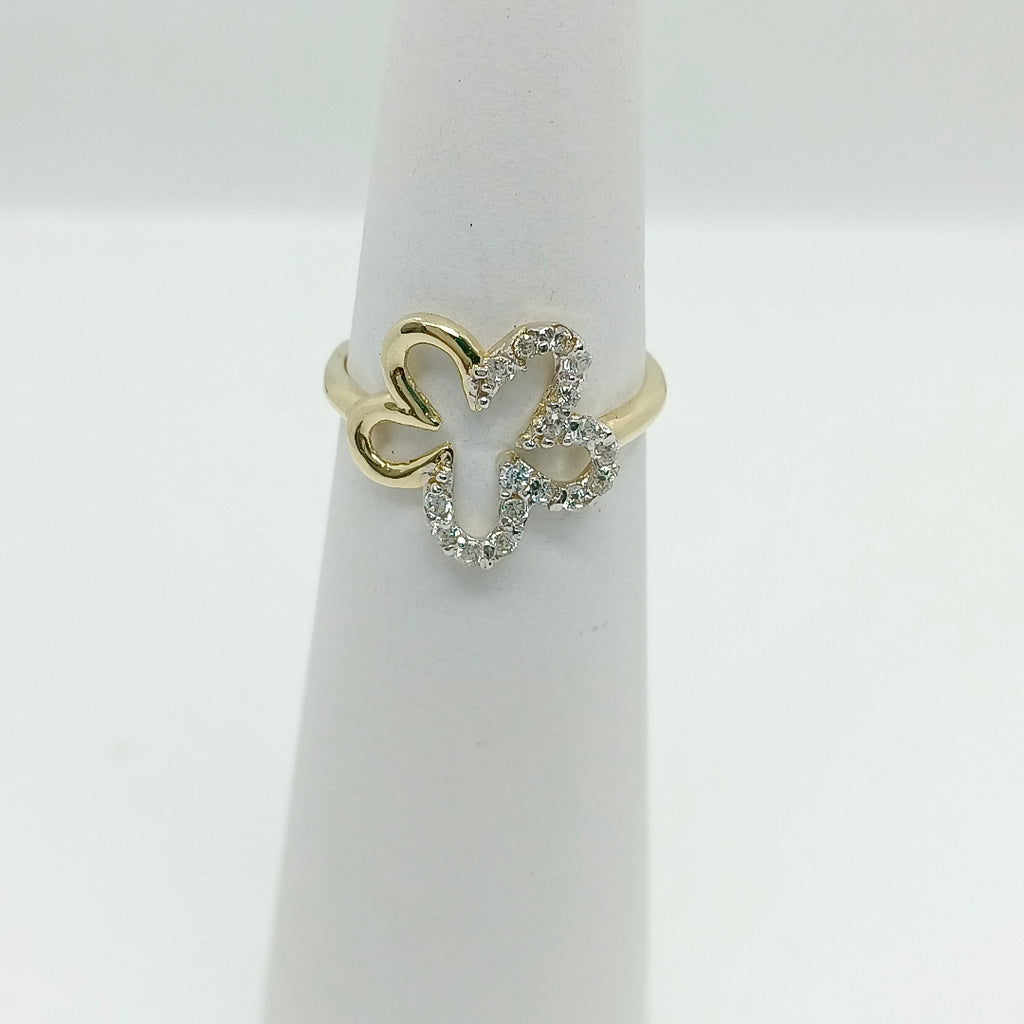 ANILLOS FIG FLOR CON CIRCONIAS 14K TALLA 7 1.6 GR (NUEVO)
