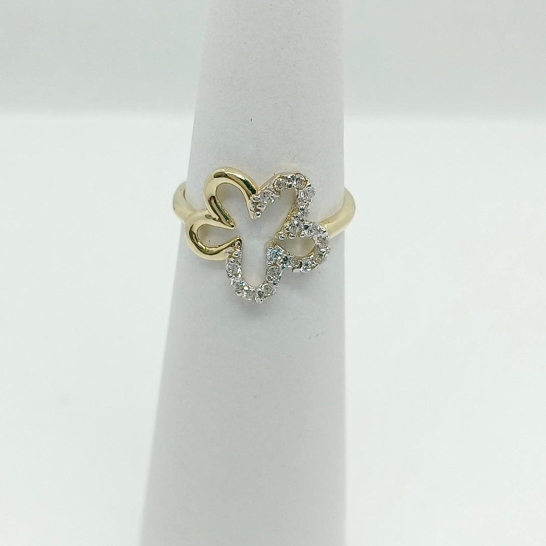 ANILLOS FIG FLOR CON CIRCONIAS 14K TALLA 7 1.6 GR (NUEVO)