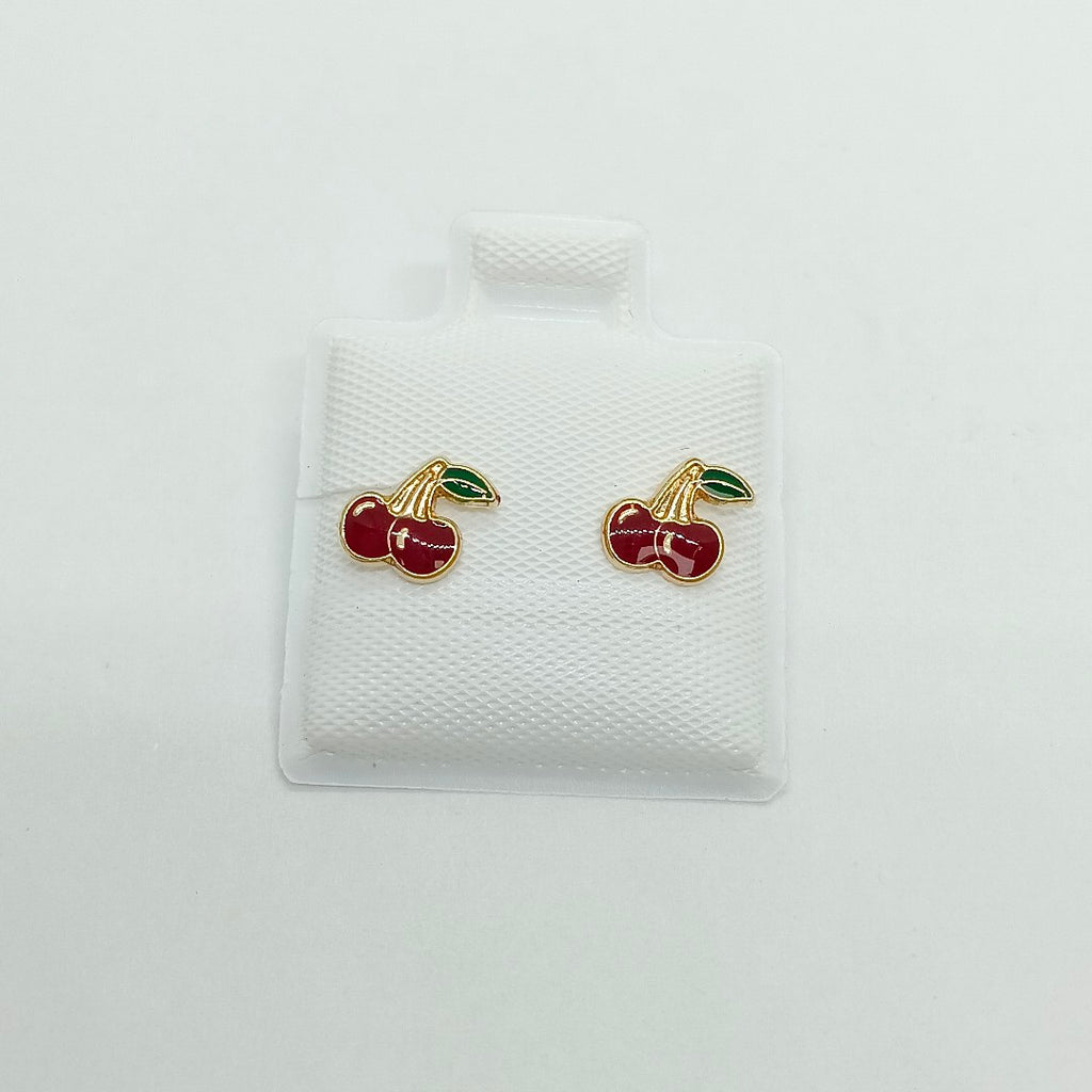 BROQUELES BROQUE FIG CEREZA C ESMALTE 14K 0.2203 GR (NUEVO)