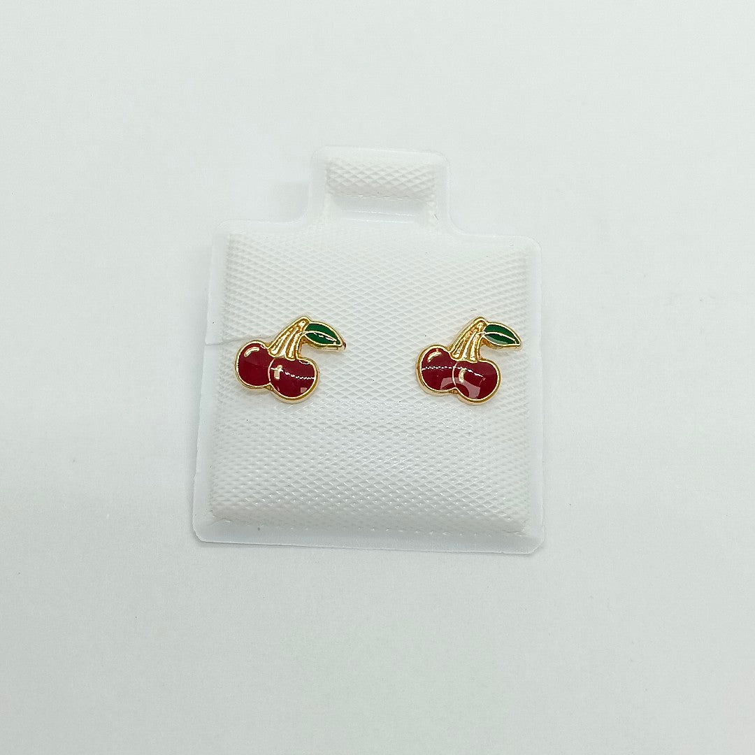 BROQUELES BROQUE FIG CEREZA C ESMALTE 14K 0.2203 GR (NUEVO)