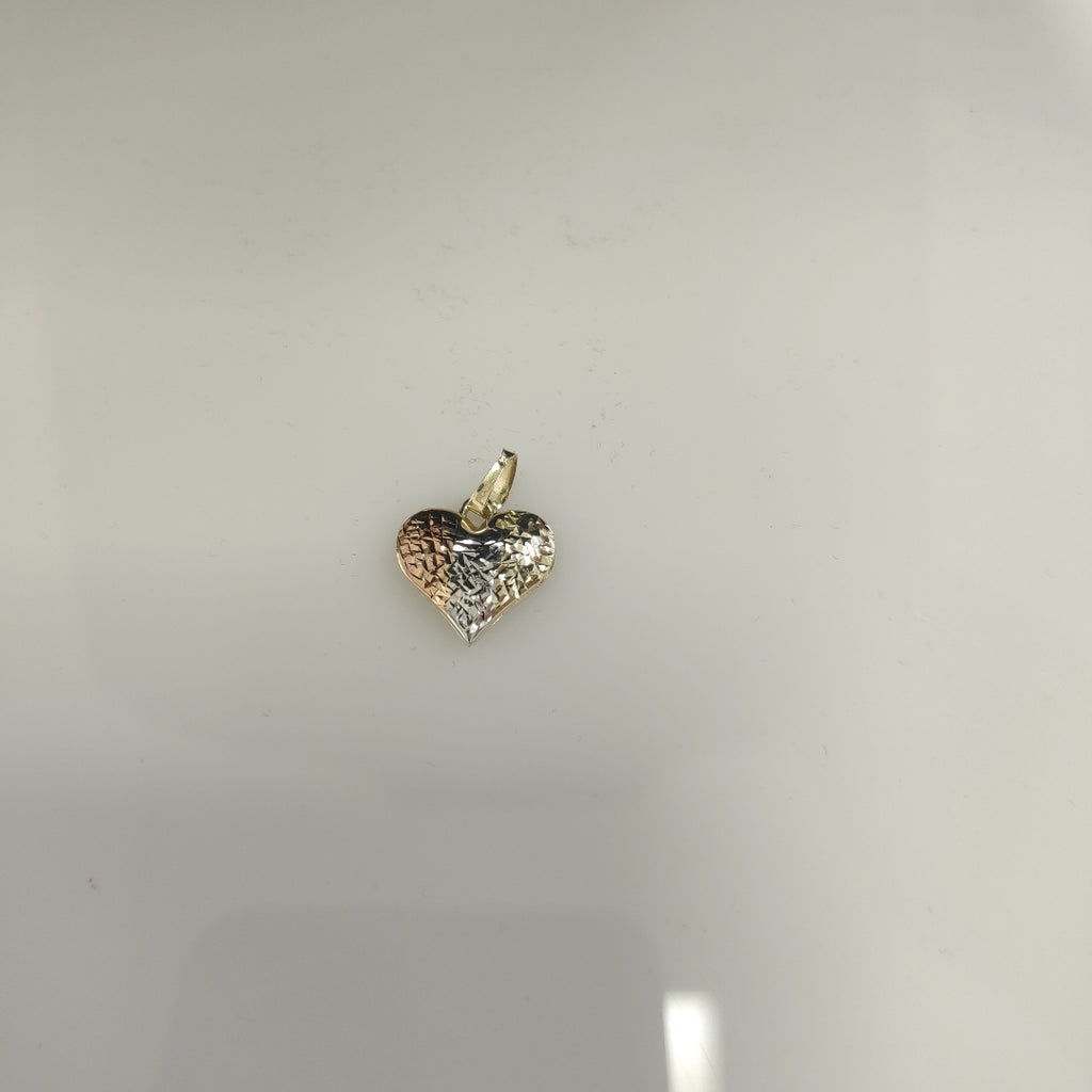 DIJE TEJIDO CORAZON LABRADO COMBINADO 14K 1.3 GR (NUEVO)