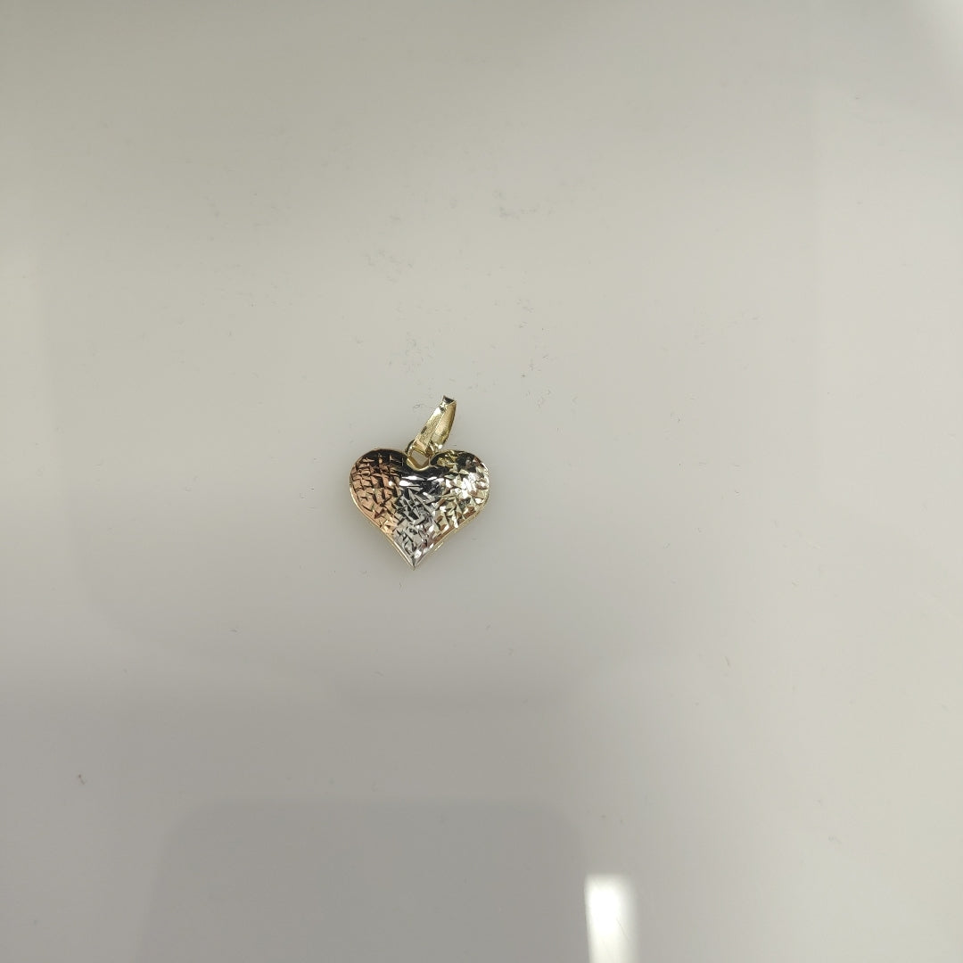 DIJE TEJIDO CORAZON LABRADO COMBINADO 14K 1.3 GR (NUEVO)