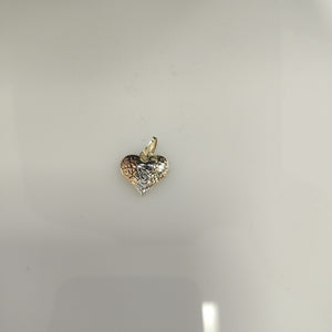 DIJE TEJIDO CORAZON LABRADO COMBINADO 14K 1.3 GR (NUEVO)