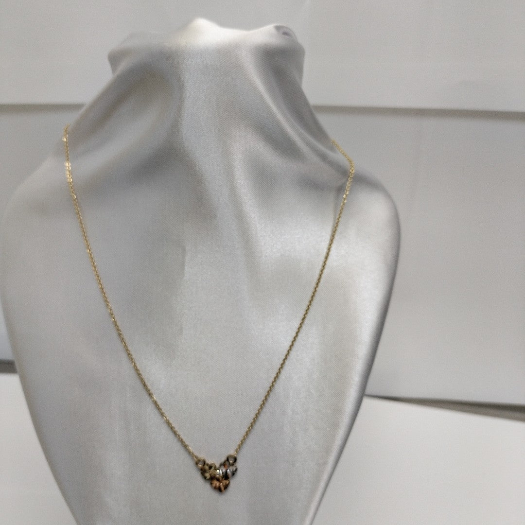 CADENA TEJIDO GARGANTILLA ESPECIAL C FLORES 14K 45 CM 2.9 GR (NUEVO)