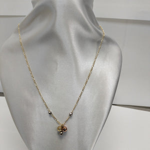 CADENA GARGANTILLA 3X1 CON ESFERAS COMBINADAS 14K 45 CM 3.1 GR (NUEVO)