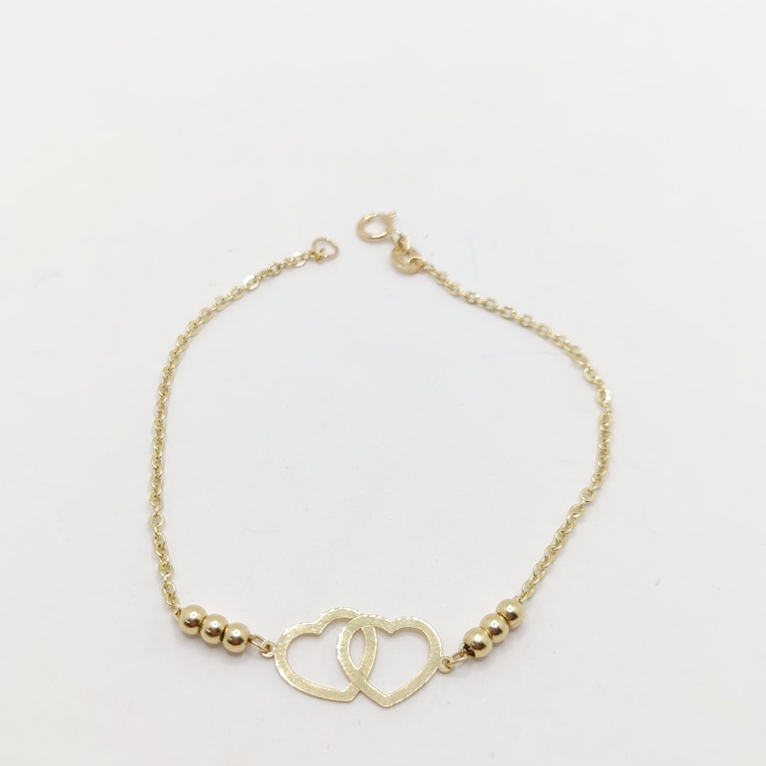 PULSERA TEJIDO ESPECIAL C CORAZONES 14K 18 CM 1.7 GR (NUEVO)