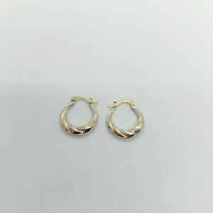 ARETES TEJIDO ARRACADA TRENZADA COMBINADA 14K 1.8 GR (NUEVO)
