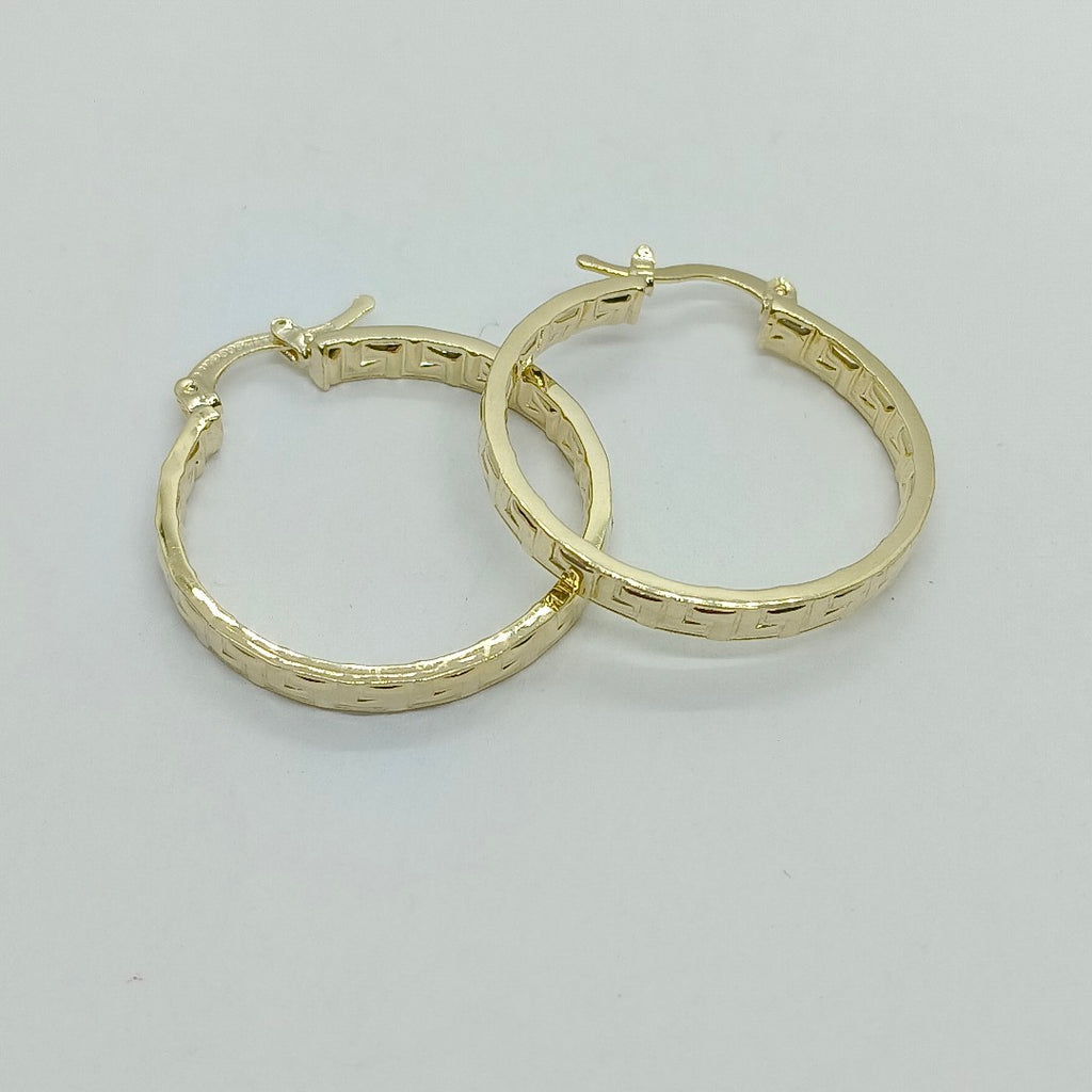 ARETES TEJIDO ARRACADA CON GRECAS 14K 2.7 GR (NUEVO)