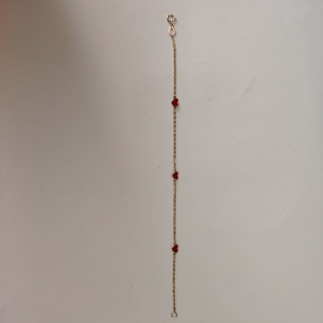 PULSERA ESPECIAL CON CORAZONES 14K 18 CM 1.4 GR (NUEVO)