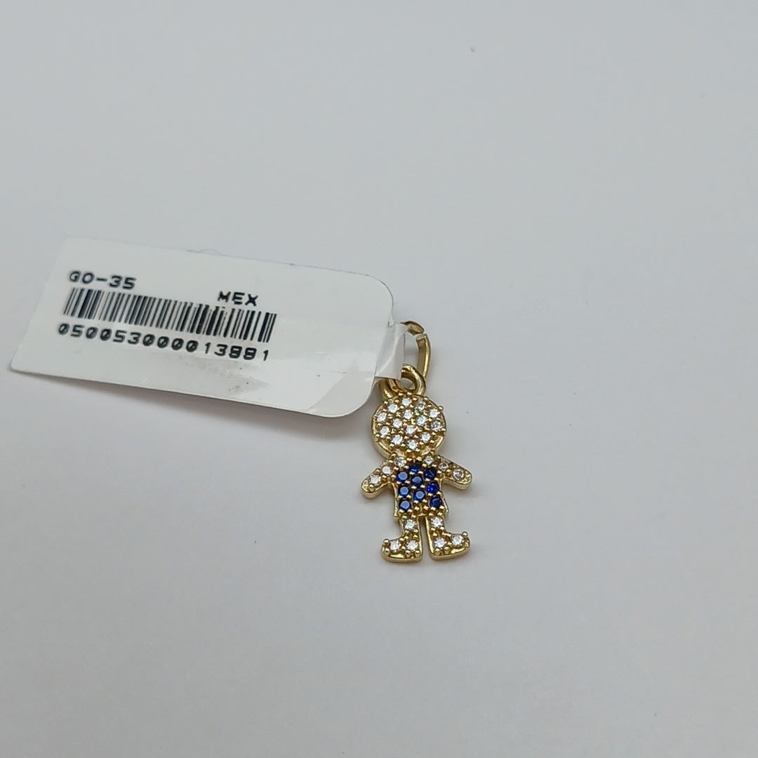 DIJE NIÑO CON CIRCONIAS Y PIEDRAS DE COLOR 10K 0.8 GR (NUEVO)