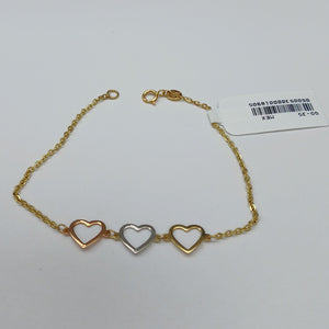 PULSERA ESPECIAL CON CORAZONES 14K 18 CM 1.3 GR (NUEVO)