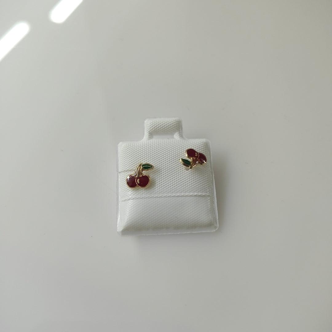 BROQUELES BROQUE FIG CEREZA C ESMALTE 14K 0.2203 GR (NUEVO)