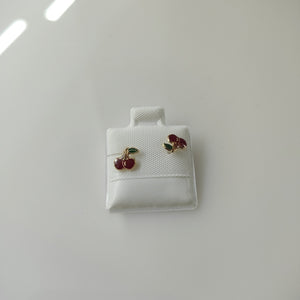 BROQUELES BROQUE FIG CEREZA C ESMALTE 14K 0.2203 GR (NUEVO)