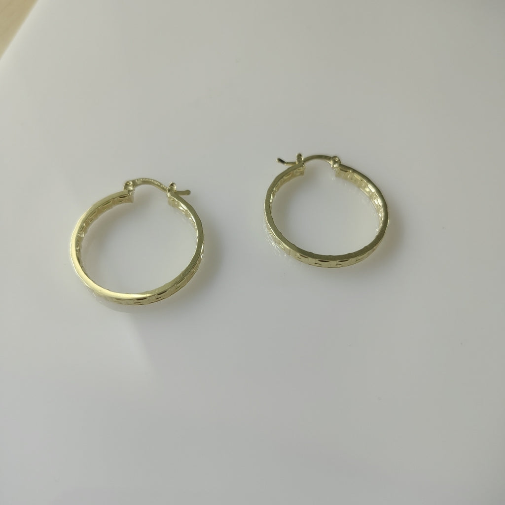ARETES TEJIDO ARRACADA CON GRECAS 14K 2.6 GR (NUEVO)