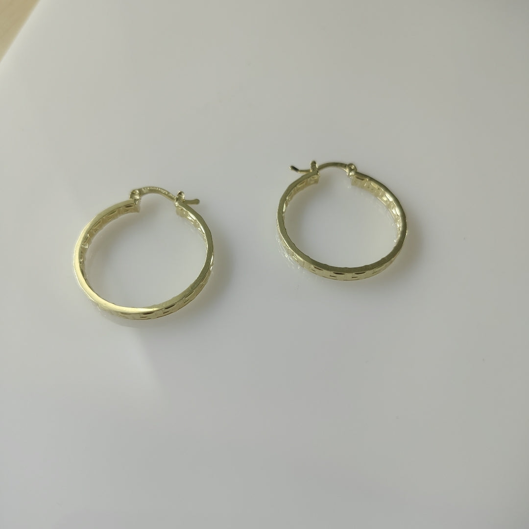ARETES TEJIDO ARRACADA CON GRECAS 14K 2.6 GR (NUEVO)