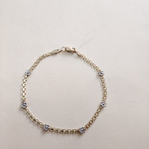 PULSERA ESPECIAL C FLORES 14K 18 CM 3 GR (NUEVO)