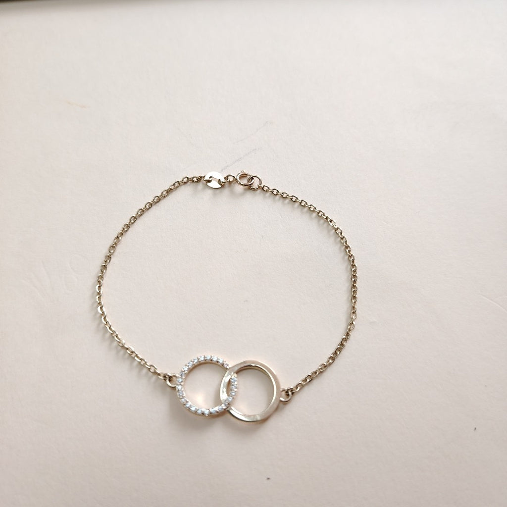 PULSERA TEJIDO ESPECIAL FIG AROS UNIDOS C CIRCS 14K 18 CM 2.1 GR (NUEVO)